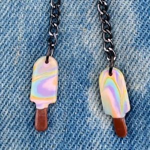 Retro 90s Lisa Frank inspired rainbow pastel tiny popsicle dangle earrings